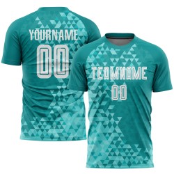 Weiße Uniform Drittes Custom Teal Sublimation Fußballtrikot