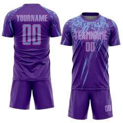 Lila Blau-Rosa Sublimation Jersey Uniform Custom Fußball Licht