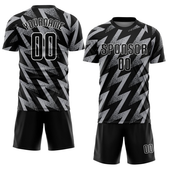 Fußball Sublimation Jersey Grau Schwarz-Weiß Uniform Custom