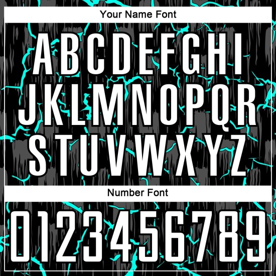 Trikotuniform Weiß-Aqua Benutzerdefinierte Fußballsublimation Schwarzer Blitz