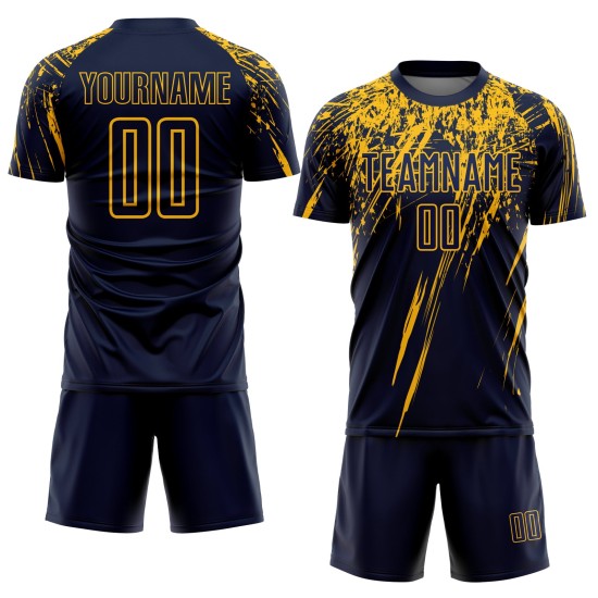 Fußballtrikot Gelb Benutzerdefinierte Sublimation Uniform Navy