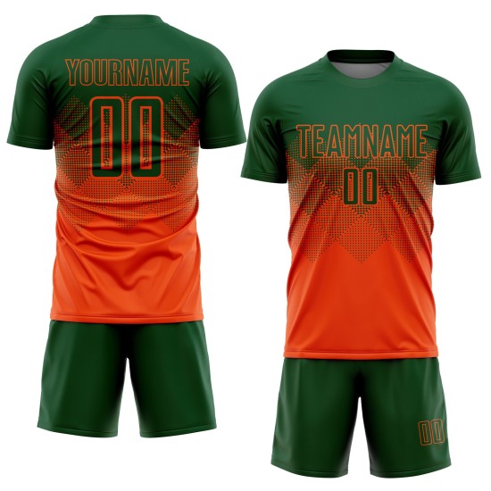 Benutzerdefinierte Fußball Sublimation Uniform Orange Jersey Grün