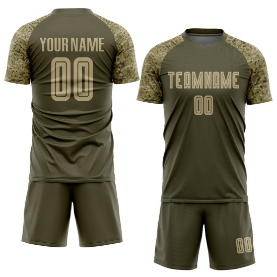 Sublimation Gold-Camo Vegas zum Service Uniform Olive Jersey Fußball benutzerdefinierte Salut