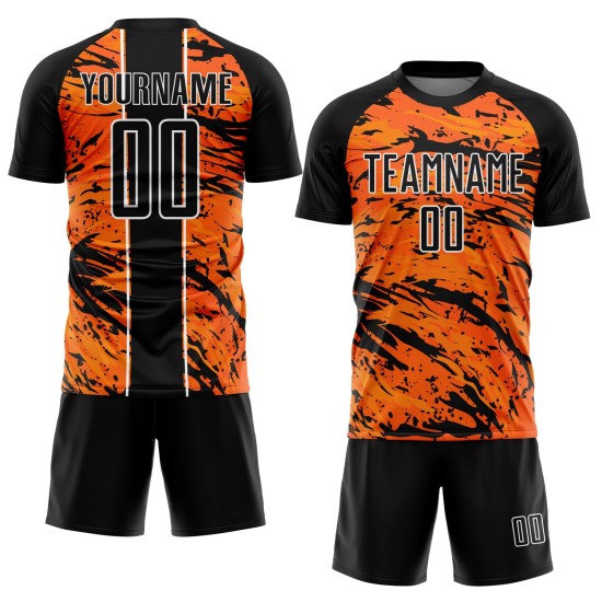 Orange Custom Jersey Sublimation Uniform Abstrakt Schwarz-Weiß Bay Fluid Soccer Orange Custom Jersey Sublimation Uniform Abstrakt Schwarz-Weiß Bay Fluid Soccer