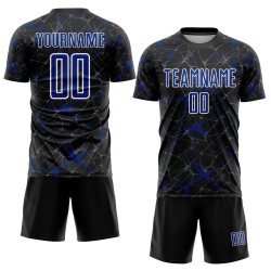 Royal-White Uniform Sublimation Jersey Custom Soccer Schwarz