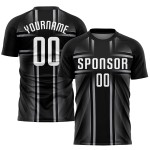 Sublimation Schwarz Custom Weiß-Grau Uniform Jersey Fußball