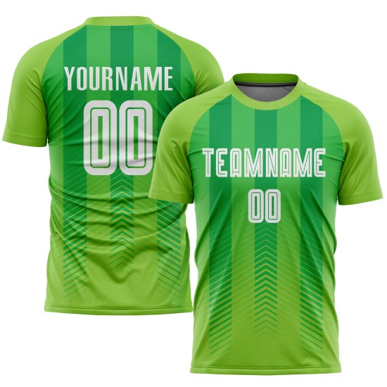 Jersey Neon Custom Uniform Grün Grün Fußball Weiß-Kelly Sublimation