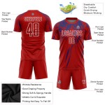 Fußballuniform Royal-Weiß Benutzerdefiniertes Sublimationstrikot Rot