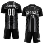 Sublimation Schwarz Custom Weiß-Grau Uniform Jersey Fußball