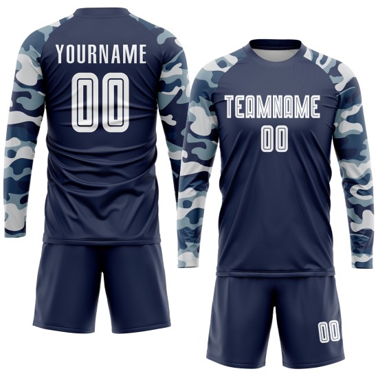 Uniform Navy Trikot Sublimation Fußball Weiß-Camo Custom Uniform Navy Trikot Sublimation Fußball Weiß-Camo Custom