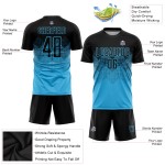Sky Sublimation Schwarz Custom Uniform Blau Fußballtrikot