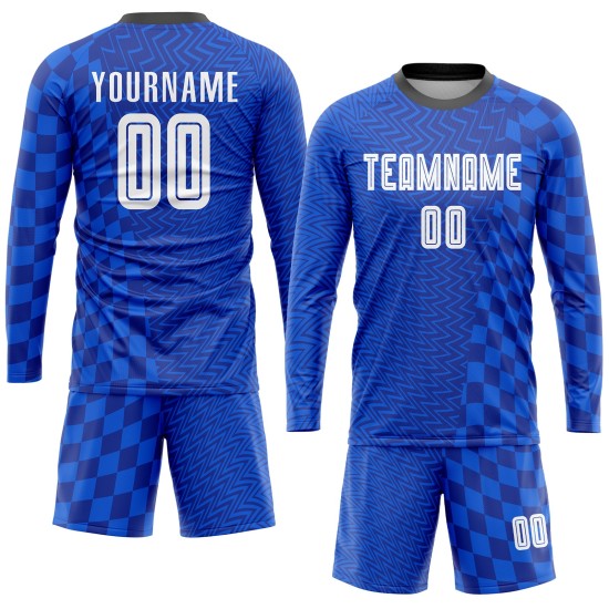 Fußball Royal Trikot Sublimation Uniform Weiß-Schwarz Custom