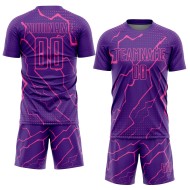 Benutzerdefinierte Lila Sublimation Rosa Uniform Lightning Fußballtrikot