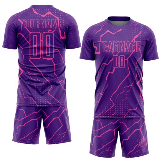 Benutzerdefinierte Lila Sublimation Rosa Uniform Lightning Fußballtrikot Benutzerdefinierte Lila Sublimation Rosa Uniform Lightning Fußballtrikot
