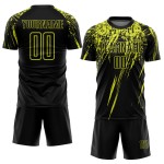 Sublimation Schwarz Neon Jersey Gelb Custom Uniform Fußball