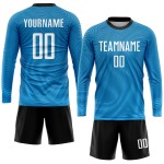 Fußball Sublimation Licht Custom Weiß-Schwarz Uniform Jersey Blau