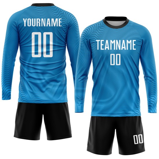Fußball Sublimation Licht Custom Weiß-Schwarz Uniform Jersey Blau