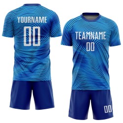 Benutzerdefinierte Sublimation Uniform Fußballtrikot Weiß-Königsblau Benutzerdefinierte Sublimation Uniform Fußballtrikot Weiß-Königsblau