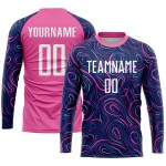 Fußballtrikot Weiß-Rosa Sublimation Navy Uniform Custom Fußballtrikot Weiß-Rosa Sublimation Navy Uniform Custom