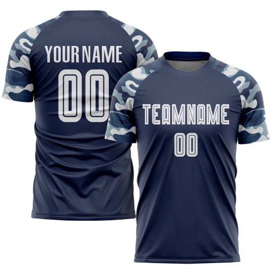Uniform Navy Trikot Sublimation Fußball Weiß-Camo Custom Uniform Navy Trikot Sublimation Fußball Weiß-Camo Custom
