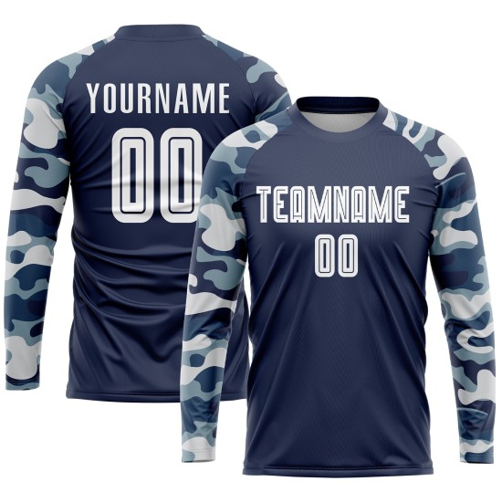 Uniform Navy Trikot Sublimation Fußball Weiß-Camo Custom Uniform Navy Trikot Sublimation Fußball Weiß-Camo Custom