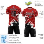 Sublimation Custom Abstrakte Fußball Uniform Rot Schwarz-Weiß Fragment Art Splash Jersey Sublimation Custom Abstrakte Fußball Uniform Rot Schwarz-Weiß Fragment Art Splash Jersey