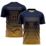 Sublimation Gold Nadelstreifen Navy Fußball Verblassen Uniform Jersey Custom Old Fashion