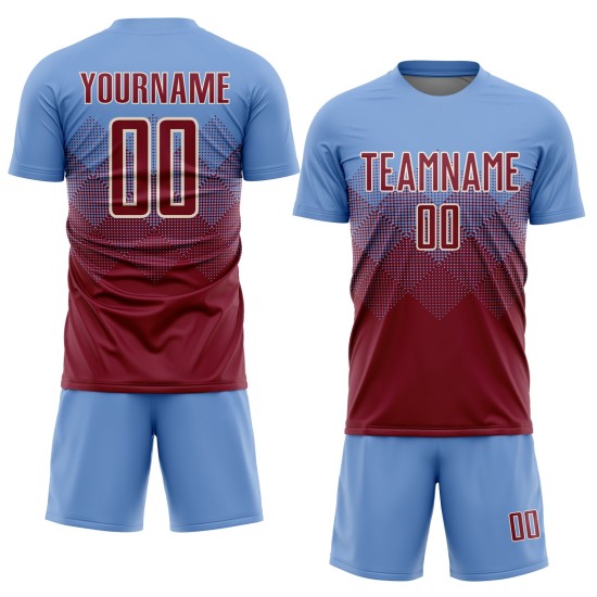 Trikot Sublimation Light Uniform Crimson-Creme Custom Soccer Blau