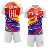 Abbildung Sublimation Weiß-Rot Uniform Jersey Fußball Custom