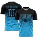 Sky Sublimation Schwarz Custom Uniform Blau Fußballtrikot
