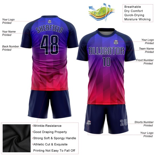 Jersey Navy-Hot Pink Fußball Custom Royal Uniform Sublimation