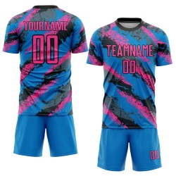 Rosa-Weiß Uniform Sublimation Pulver Custom Fußball Blau Trikot