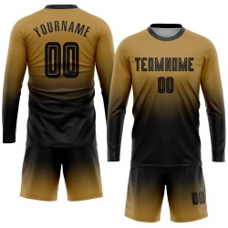 Gold Fade Custom Fußball Lange Alte Sublimation Jersey Uniform Mode Schwarz