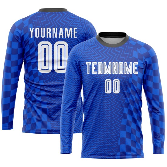 Fußball Royal Trikot Sublimation Uniform Weiß-Schwarz Custom