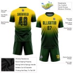 Uniform Sublimation Custom Green Fade Fashion Fußball Jersey Gold