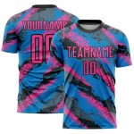 Rosa-Weiß Uniform Sublimation Pulver Custom Fußball Blau Trikot