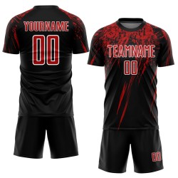 Benutzerdefinierte Uniform Rot-Weiß Trikot Schwarz Sublimation Fußball Benutzerdefinierte Uniform Rot-Weiß Trikot Schwarz Sublimation Fußball